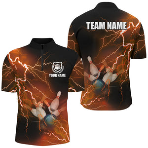 Mens bowling shirts Custom orange lightning thunder Bowling Team Jersey, gift for team Bowlers NQS8317