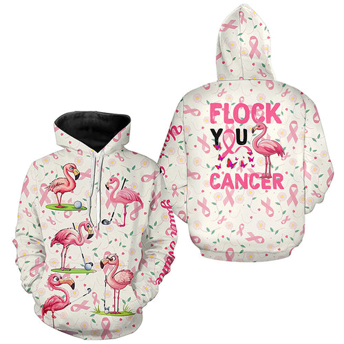 Funny Golf Hoodies custom pink ribbons breast cancer flamingo golf shirts flock you cancer NQS8507