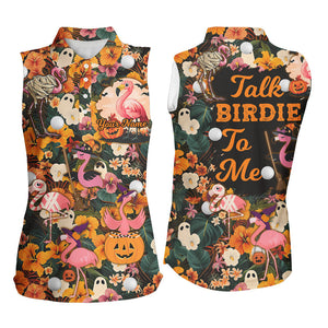 Funny Women sleeveless polos custom Halloween tropical flower flamingo golf shirts talk birdie to me NQS8508