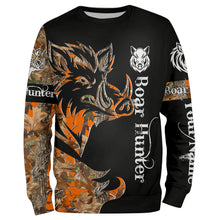 Load image into Gallery viewer, Boar Hunting Black Orange Camo 3D all over Print Shirt, Boar Hunting Apparel NQS72