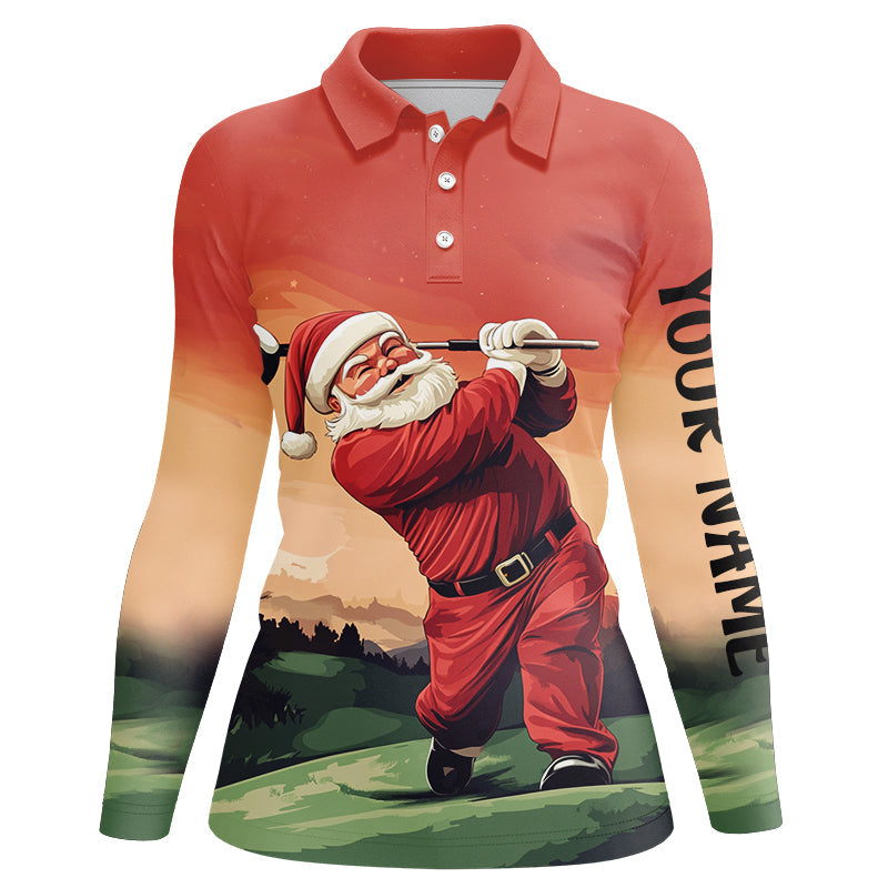 Funny Santa Golfer Christmas Women golf polo shirts Custom golf tops for ladies, Christmas golf gifts NQS8758