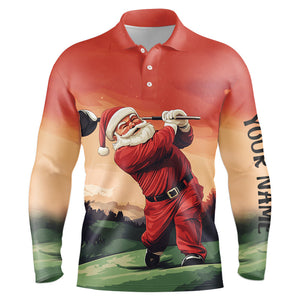 Funny Santa Golfer Christmas Mens golf polo shirts Custom golf tops for men, Christmas golf gifts NQS8758