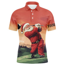 Load image into Gallery viewer, Funny Santa Golfer Christmas Mens golf polo shirts Custom golf tops for men, Christmas golf gifts NQS8758