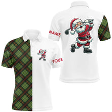 Load image into Gallery viewer, Green Plaid Christmas pattern Santa Golf Polo Shirt For Men custom Xmas golf top for mens NQS8996