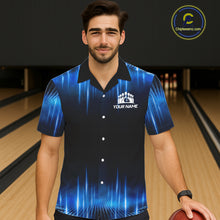 Load image into Gallery viewer, Black and Blue Bowling Hawaiian Shirt Custom Bowling Team jersey, Gift For Bowler NQS11299