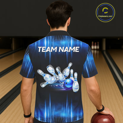Black and Blue Bowling Hawaiian Shirt Custom Bowling Team jersey, Gift For Bowler NQS11299