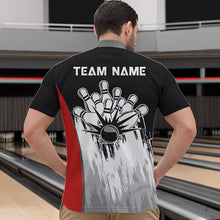 Load image into Gallery viewer, Black and White Skull Bowling Polo, Quarter Zip Shirts For Men Custom Bowling Team Jerseys | Red NQS9587