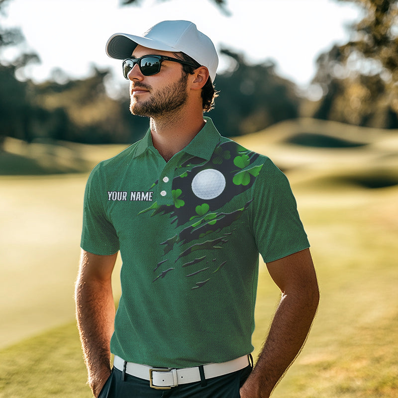American Flag St Patrick Day Custom Men golf polo shirts, personalized golf jerseys for team | Green NQS9588