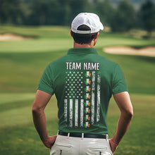 Load image into Gallery viewer, American Flag St Patrick Day Custom Men golf polo shirts, personalized golf jerseys for team | Green NQS9588