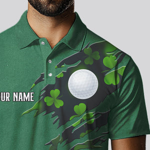 American Flag St Patrick Day Custom Men golf polo shirts, personalized golf jerseys for team | Green NQS9588