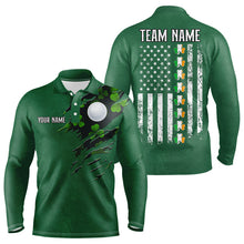 Load image into Gallery viewer, American Flag St Patrick Day Custom Men golf polo shirts, personalized golf jerseys for team | Green NQS9588