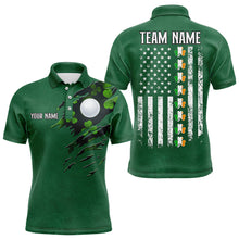 Load image into Gallery viewer, American Flag St Patrick Day Custom Men golf polo shirts, personalized golf jerseys for team | Green NQS9588