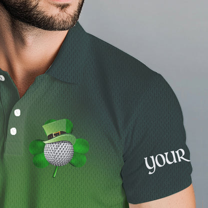 Funny Green golf ball St Patrick Day Custom Men golf polo shirts, personalized golf attire for men NQS9589