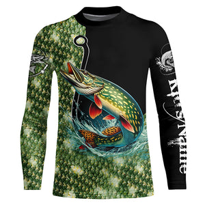 Northern Pike Fishing Scale Customize Name sun protection Fishing shirts, Personalized Fishing Gifts NQS232