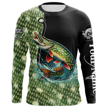 Load image into Gallery viewer, Northern Pike Fishing Scale Customize Name sun protection Fishing shirts, Personalized Fishing Gifts NQS232