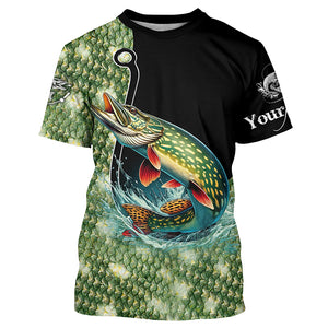 Northern Pike Fishing Scale Customize Name sun protection Fishing shirts, Personalized Fishing Gifts NQS232