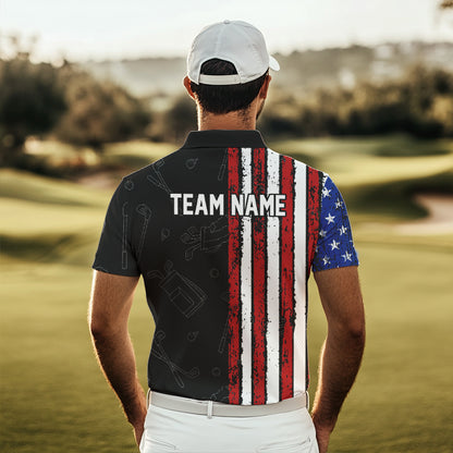 Black Camo American Flag Golf Polo Shirts For Men custom Patriotic golf outfit Team Jerseys NQS9727