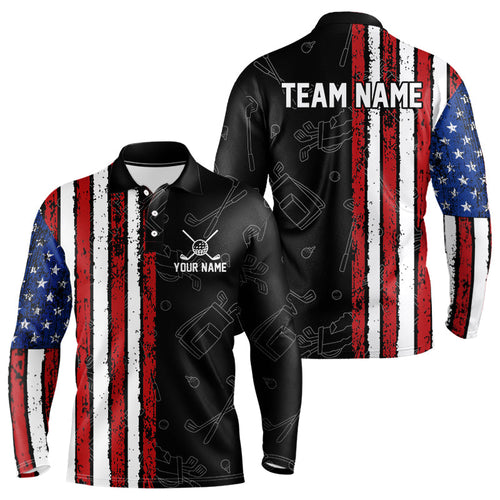 Black Camo American Flag Golf Polo Shirts For Men custom Patriotic golf outfit Team Jerseys NQS9727