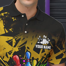 Load image into Gallery viewer, Colorful bowling jerseys Polo, 1/4 Zip Shirt for Men Custom Bowling Team shirts for bowler | Yellow NQS9728