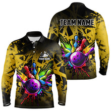 Load image into Gallery viewer, Colorful bowling jerseys Polo, 1/4 Zip Shirt for Men Custom Bowling Team shirts for bowler | Yellow NQS9728