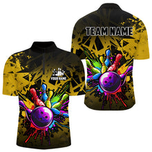 Load image into Gallery viewer, Colorful bowling jerseys Polo, 1/4 Zip Shirt for Men Custom Bowling Team shirts for bowler | Yellow NQS9728
