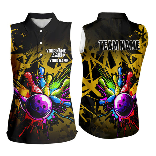 Colorful bowling jerseys Sleeveless Polo Shirt Custom Bowling Team shirts for bowler | Yellow NQS9728