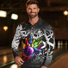 Load image into Gallery viewer, Colorful bowling jerseys Polo, 1/4 Zip Shirt for Men Custom Bowling Team shirts for bowler | White NQS9729