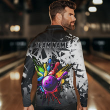 Load image into Gallery viewer, Colorful bowling jerseys Polo, 1/4 Zip Shirt for Men Custom Bowling Team shirts for bowler | White NQS9729