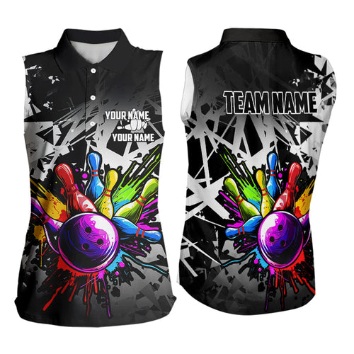 Colorful bowling jerseys Sleeveless Polo Shirt Custom Bowling Team shirts for bowler | White NQS9729