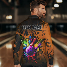 Load image into Gallery viewer, Colorful bowling jerseys Polo, 1/4 Zip Shirt for Men Custom Bowling Team shirts for bowler | Orange NQS9730