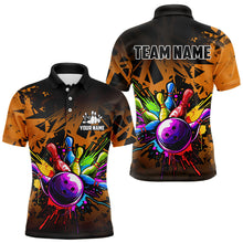Load image into Gallery viewer, Colorful bowling jerseys Polo, 1/4 Zip Shirt for Men Custom Bowling Team shirts for bowler | Orange NQS9730