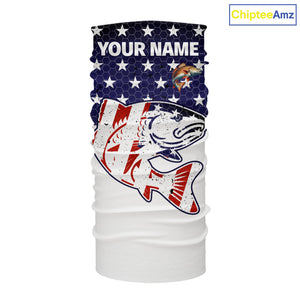 Red, White and Blue American Flag Redfish Fishing custom patriotic Redfish performance fishing shirts NQS10002
