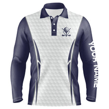 Load image into Gallery viewer, Blue Navy and White golf ball Mens golf polo shirts custom golf outfits men, golf gifts for men NQS7871