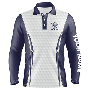 Blue Navy and White golf ball Mens golf polo shirts custom golf outfits men, golf gifts for men NQS7871