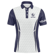 Load image into Gallery viewer, Blue Navy and White golf ball Mens golf polo shirts custom golf outfits men, golf gifts for men NQS7871