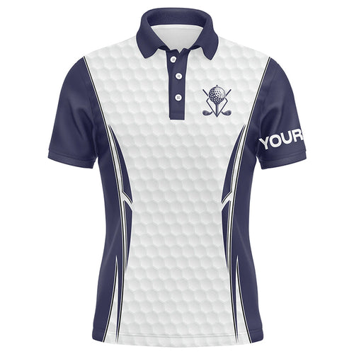 Blue Navy and White golf ball Mens golf polo shirts custom golf outfits men, golf gifts for men NQS7871