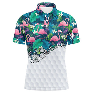 Personalized green tropical colorful flamingo pattern mens golf polo shirts best mens golf wears NQS5988