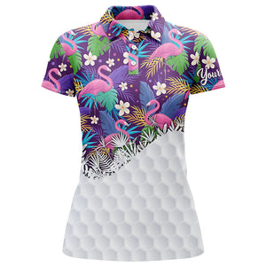 Personalized tropical colorful flamingo pattern Womens golf polo shirts custom ladies golf tops NQS5989