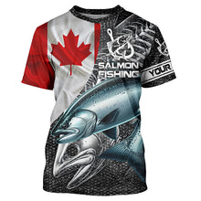 Load image into Gallery viewer, Canadian Flag salmon Fishing Custom long sleeve performance Fishing Shirts, Salmon Fishing jerseys NQS3803
