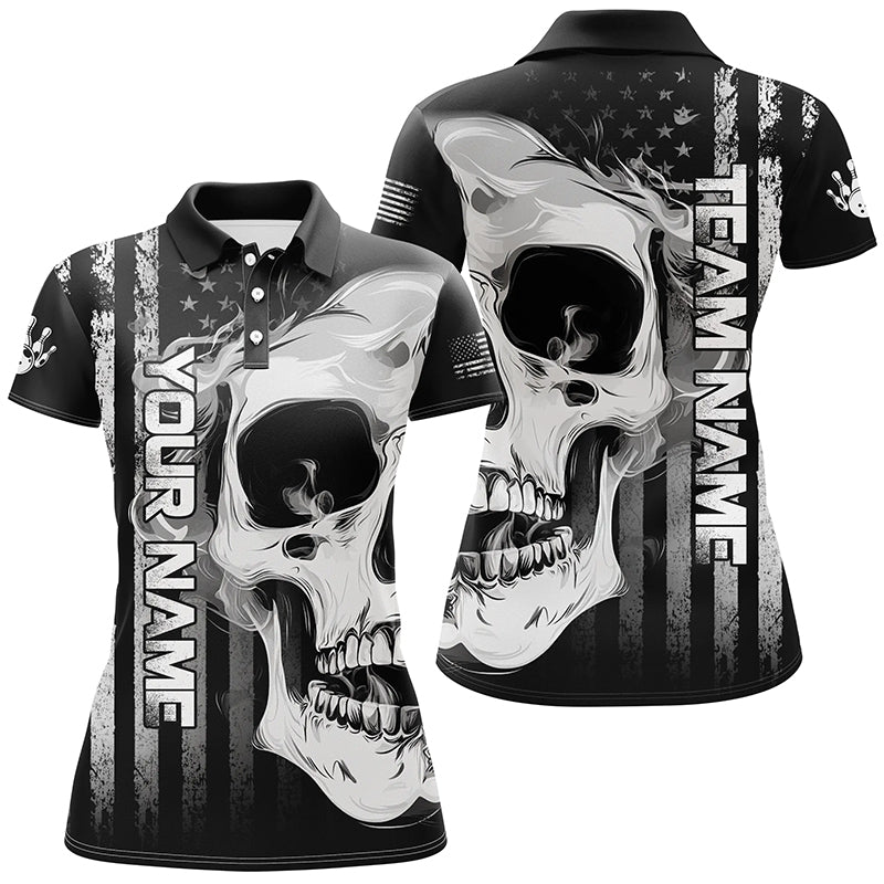 Personalized skull bowling shirt for Women custom teams name American flag bowler jerseys NQS8330