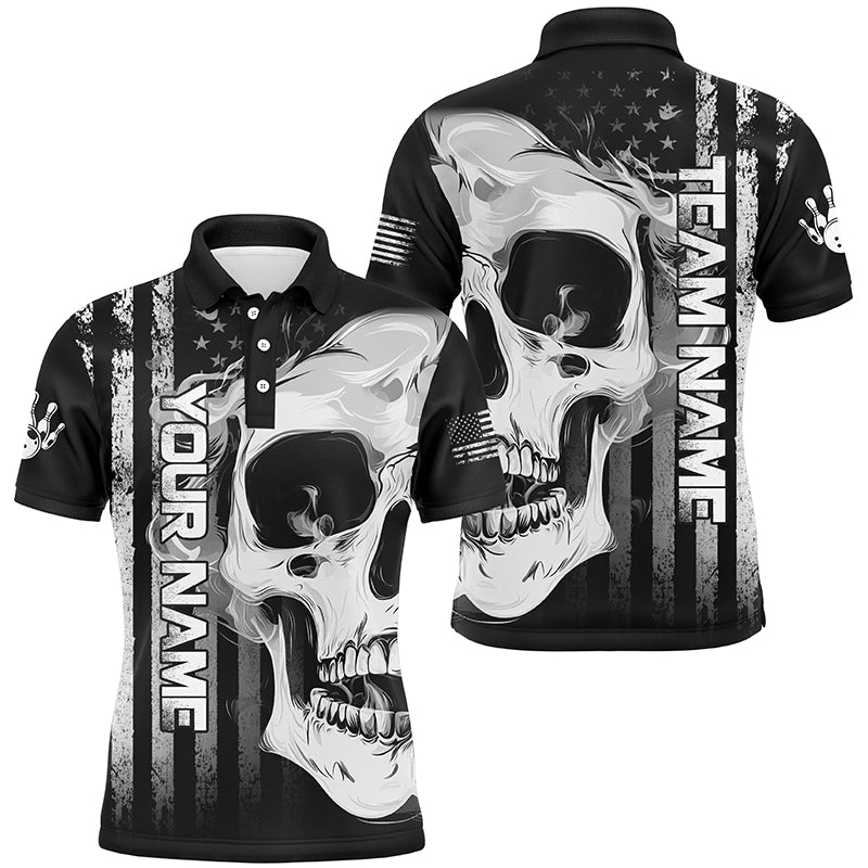 Personalized skull bowling shirt for Men custom teams name American flag bowler jerseys NQS8330