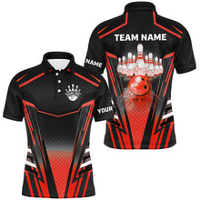 Load image into Gallery viewer, Men bowling Polo, Quarter Zip shirts Custom black &amp; red Bowling ball pins Team Jerseys bowling apparel NQS8521