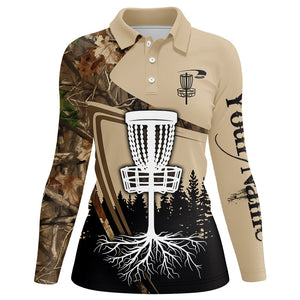 Disc golf polo shirt for Women custom camouflage disc golf basket, frisbee golf jerseys NQS8532