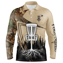 Load image into Gallery viewer, Disc golf polo shirt for men custom camouflage disc golf basket, frisbee golf jerseys NQS8532