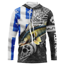 Load image into Gallery viewer, Quebec Flag walleye Fishing Custom long sleeve performance Fishing Shirts, walleye Fishing jerseys NQS4179