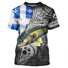 Load image into Gallery viewer, Quebec Flag walleye Fishing Custom long sleeve performance Fishing Shirts, walleye Fishing jerseys NQS4179