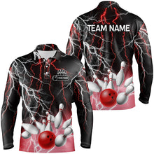 Load image into Gallery viewer, Mens polo bowling shirt Custom bowling Red lightning thunder team league jersey NQS6672