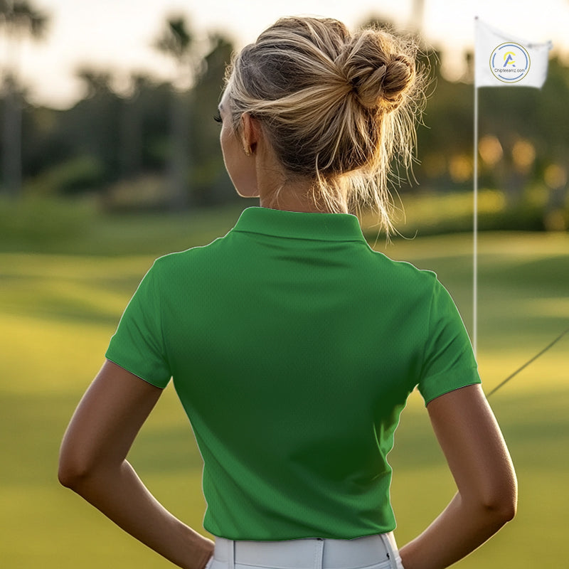 Green Christmas Funny Santa Golf Polo Shirt For Women Custom Xmas Ladies Golf Attire, Christmas gifts NQS10927
