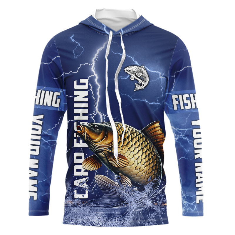 Carp Fishing blue lightning jerseys custom performance Long Sleeve tournament fishing shirts NQS9235