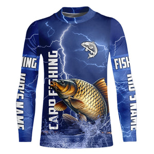 Carp Fishing blue lightning jerseys custom performance Long Sleeve tournament fishing shirts NQS9235